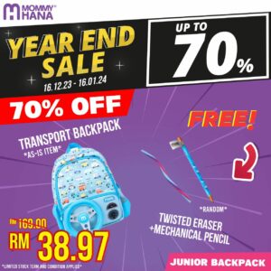 [YEAR END SALE] [BUY1FREE1] TRANSPORT JUNIOR BACKPACK (AS-IS ITEAM) + TWISTED ERASER + SHARK MECHANICAL PENCIL