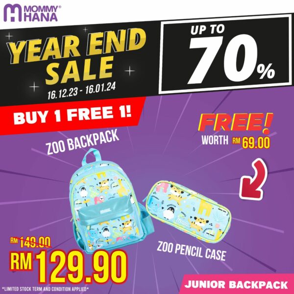 [YEAR END SALE] [BUY1FREE1] ZOO JUNIOR BACKPACK & ZOO PENCIL CASE